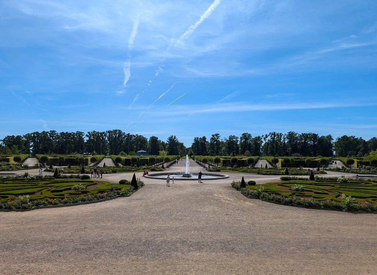 Symmetrical view down the main central axis of Rundāle's formal garden