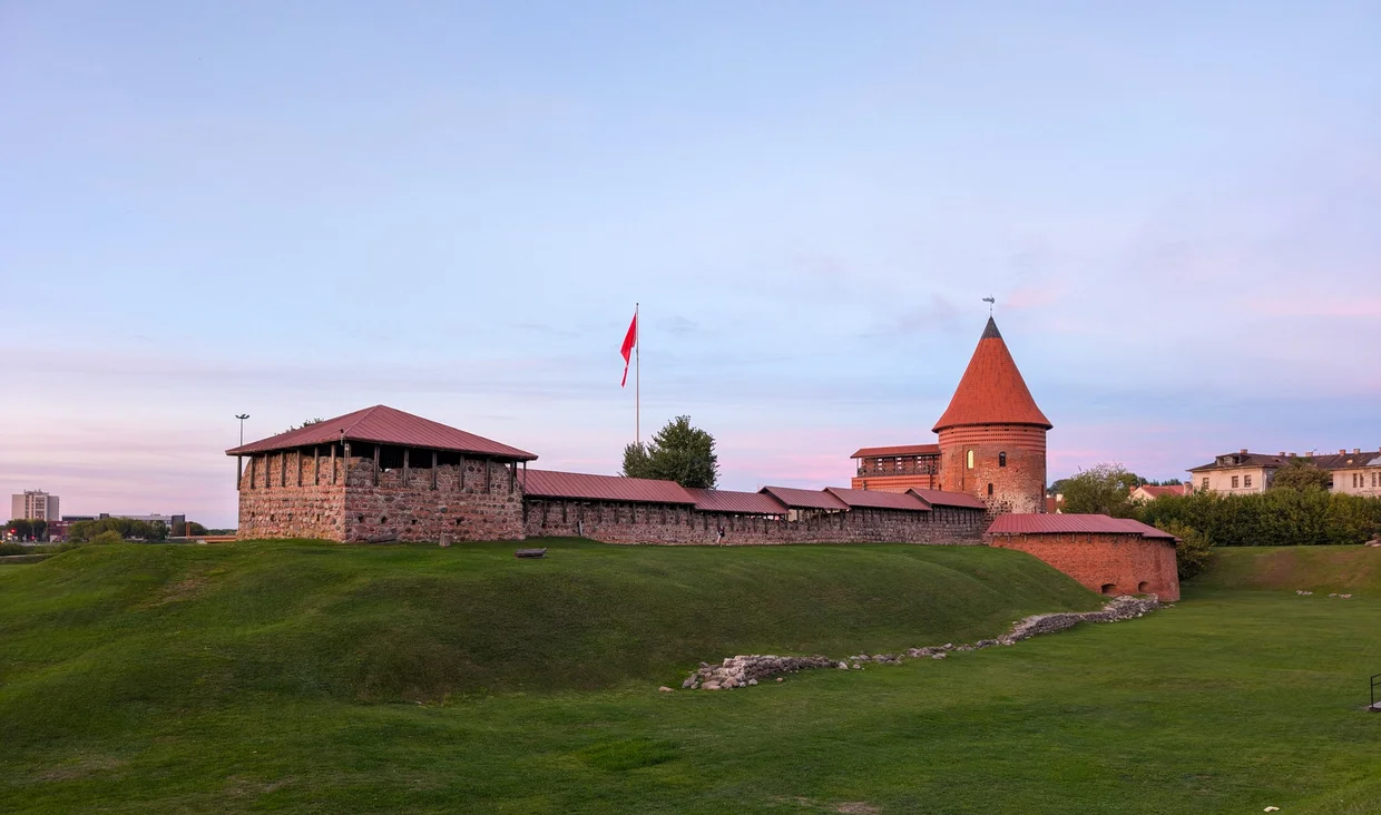 Kaunas Castle and walls from the other side in the evening light