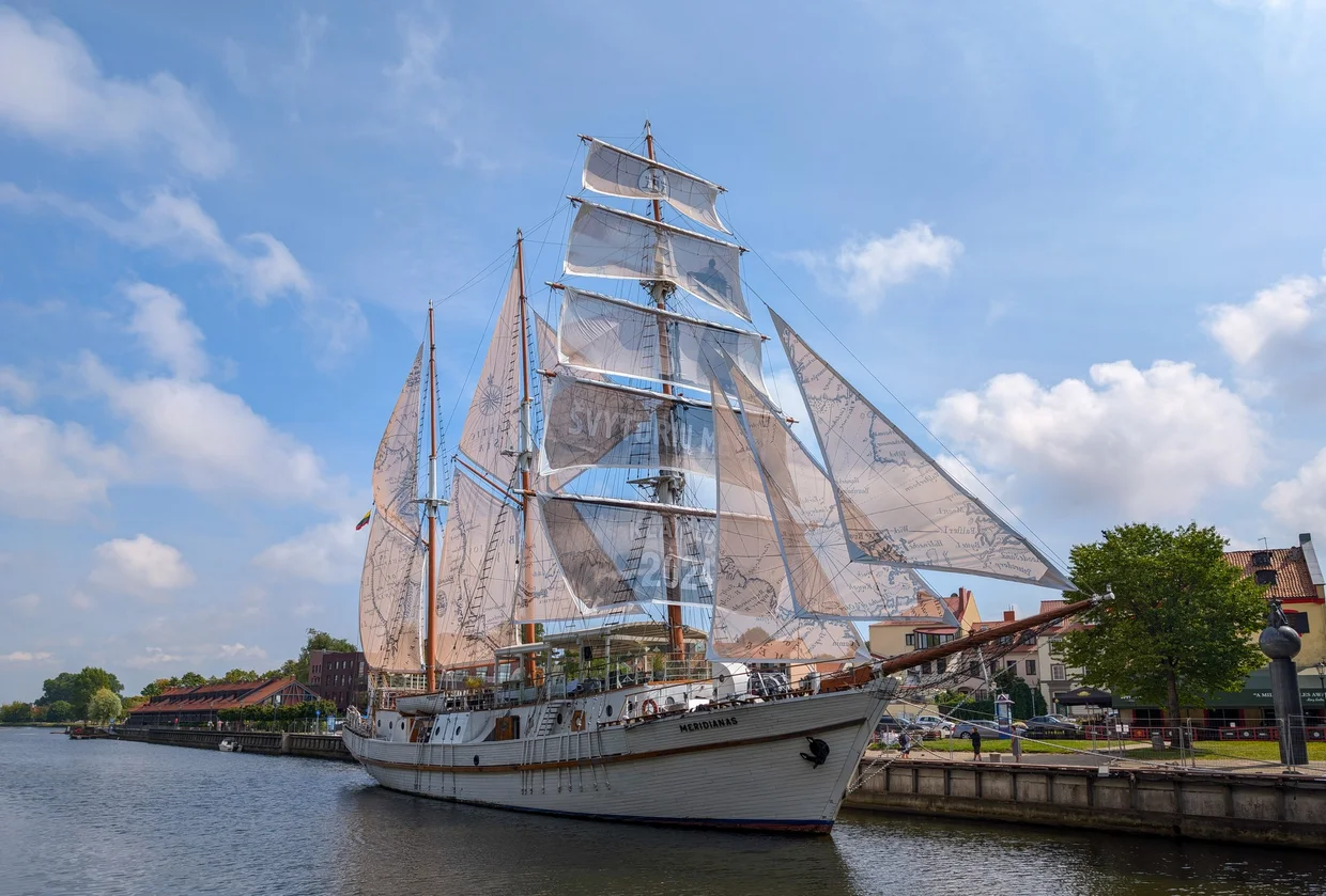 Tall ship "Meridianas" moored in Klaipėda's Dane river