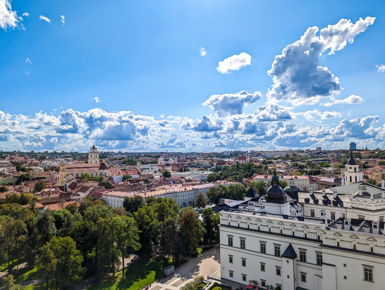 Wider panorama over Vilnius Old Town with the Palace of the Grand Dukes