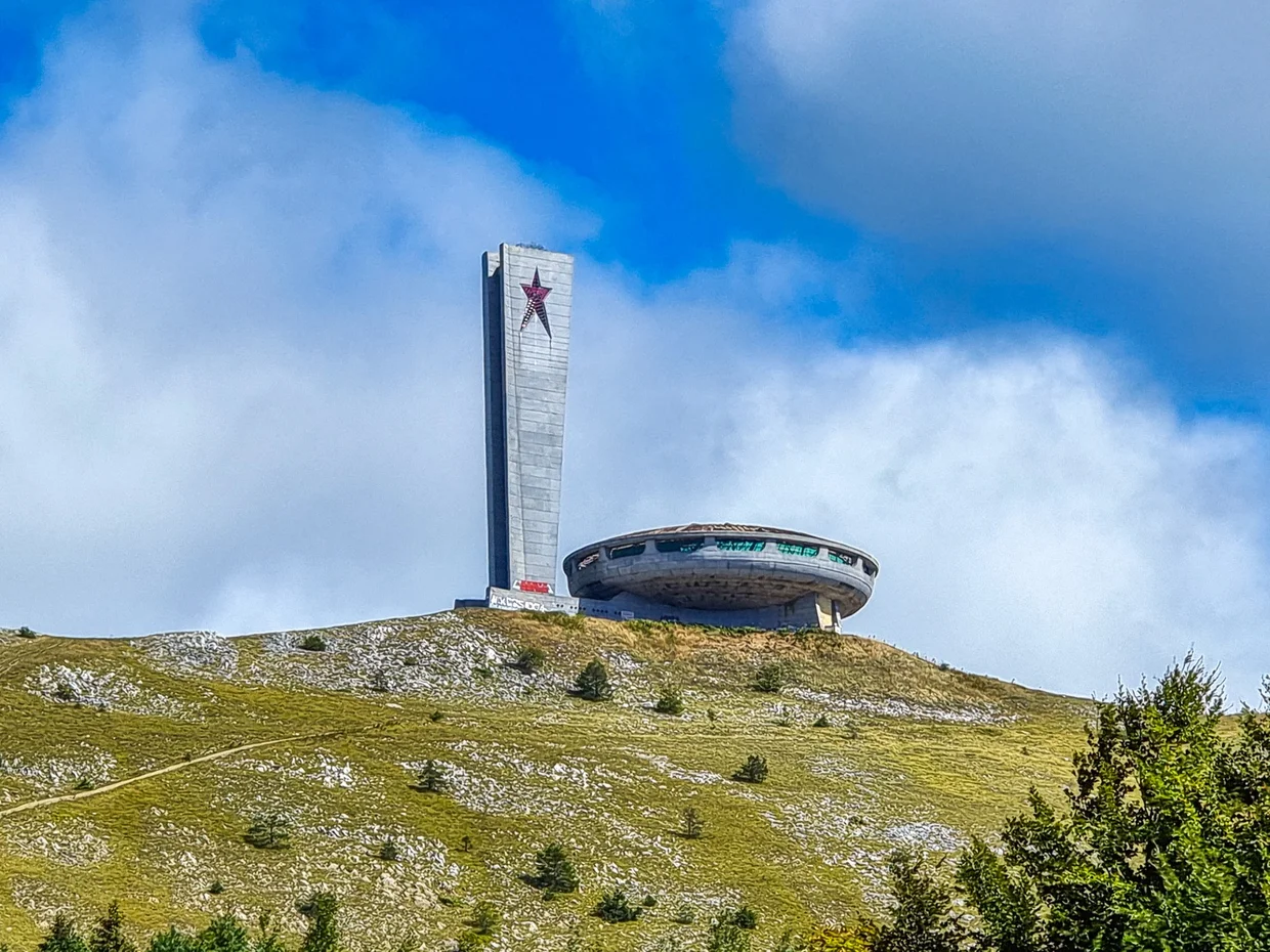 The Buzludzha monument on its mountaintop