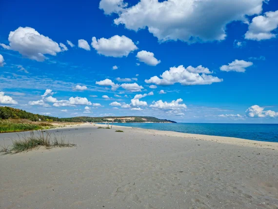 Wide sandy beach stretching into the distance