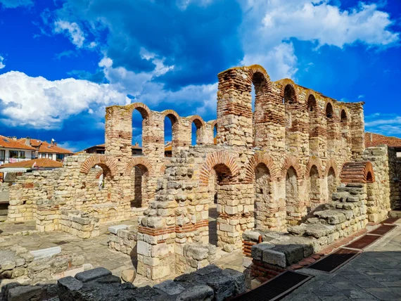 Ancient basilica ruins in the heart of the town