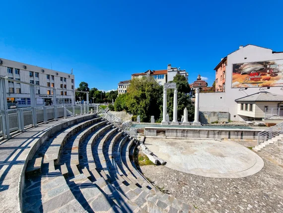 The Odeon, a small Roman amphitheater tucked between buildings