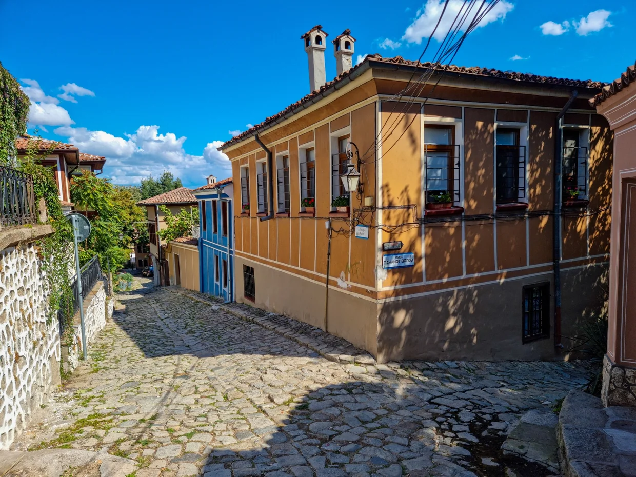 Revival-era house on a cobblestone street in Plovdiv's Old Town