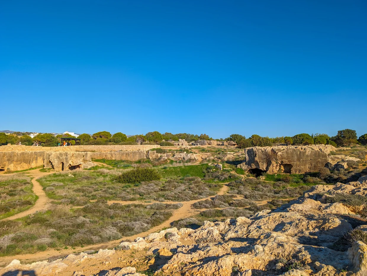 Landscape view of the Tombs of the Kings archaeological site