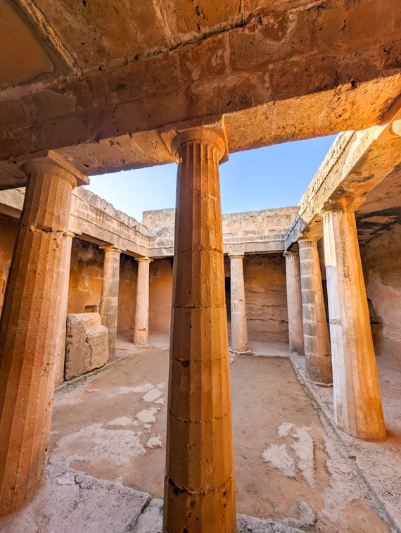 Underground peristyle tomb with Doric columns at the Tombs of the Kings