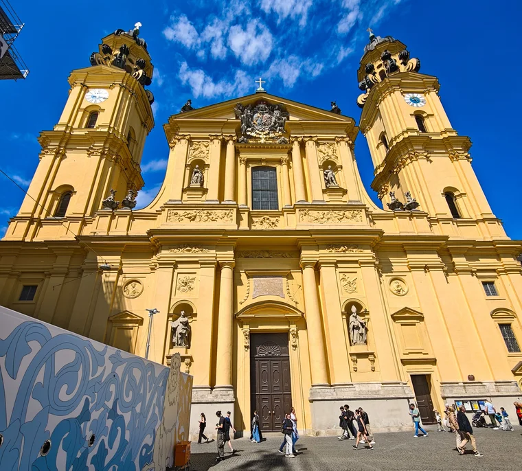 Theatinerkirche on a sunny morning at Odeonsplatz