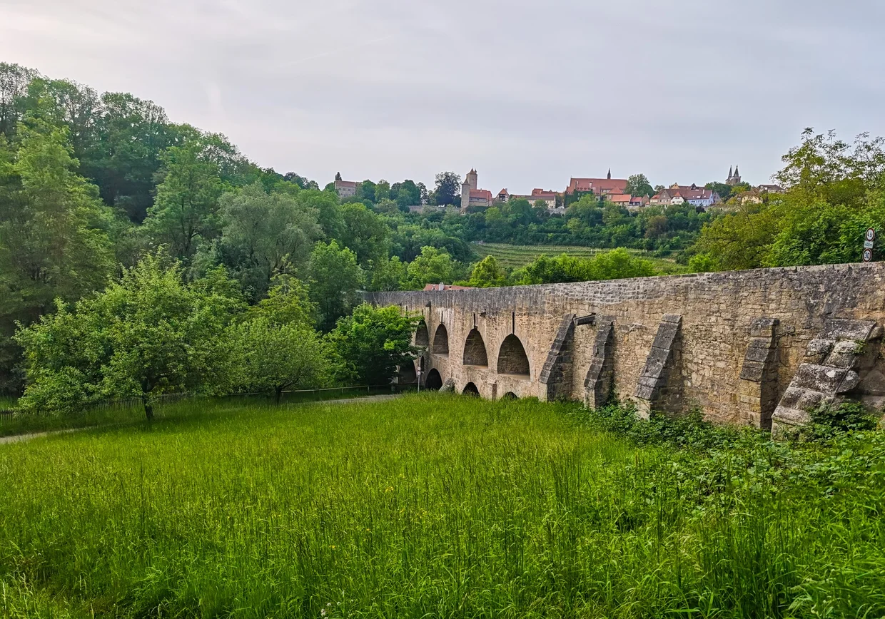The Doppelbruecke below Rothenburg, the kind of stop trains don't get you to