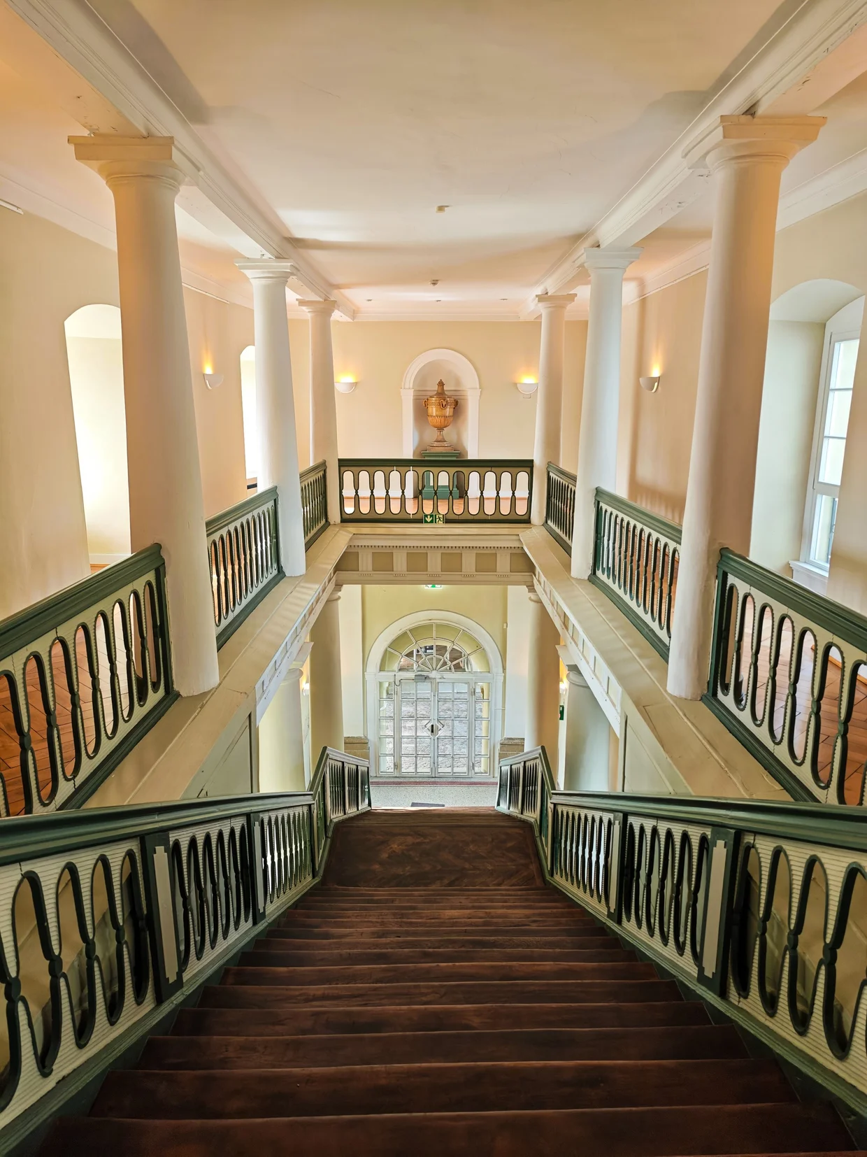 The grand neoclassical staircase
