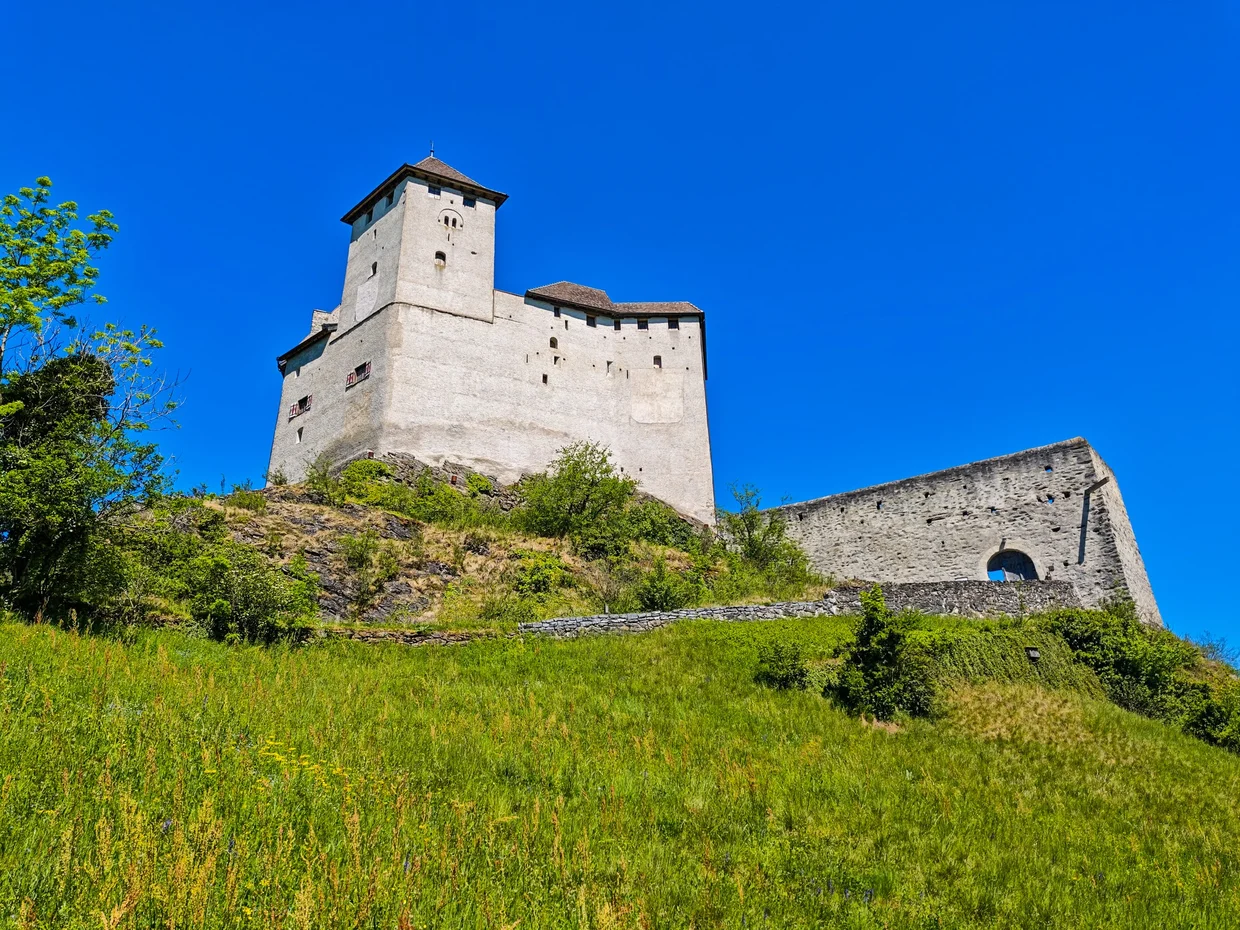 Castle from below the hill, sitting on its rock