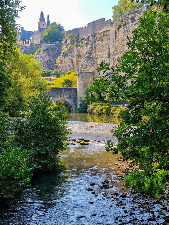 river and cliffs below the old town