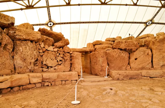 Large limestone megaliths forming chambers and doorways