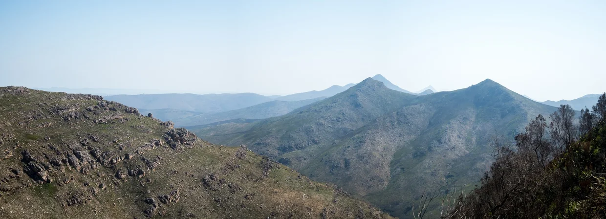 Panoramic view of the Outeniqua mountain range along the Garden Route