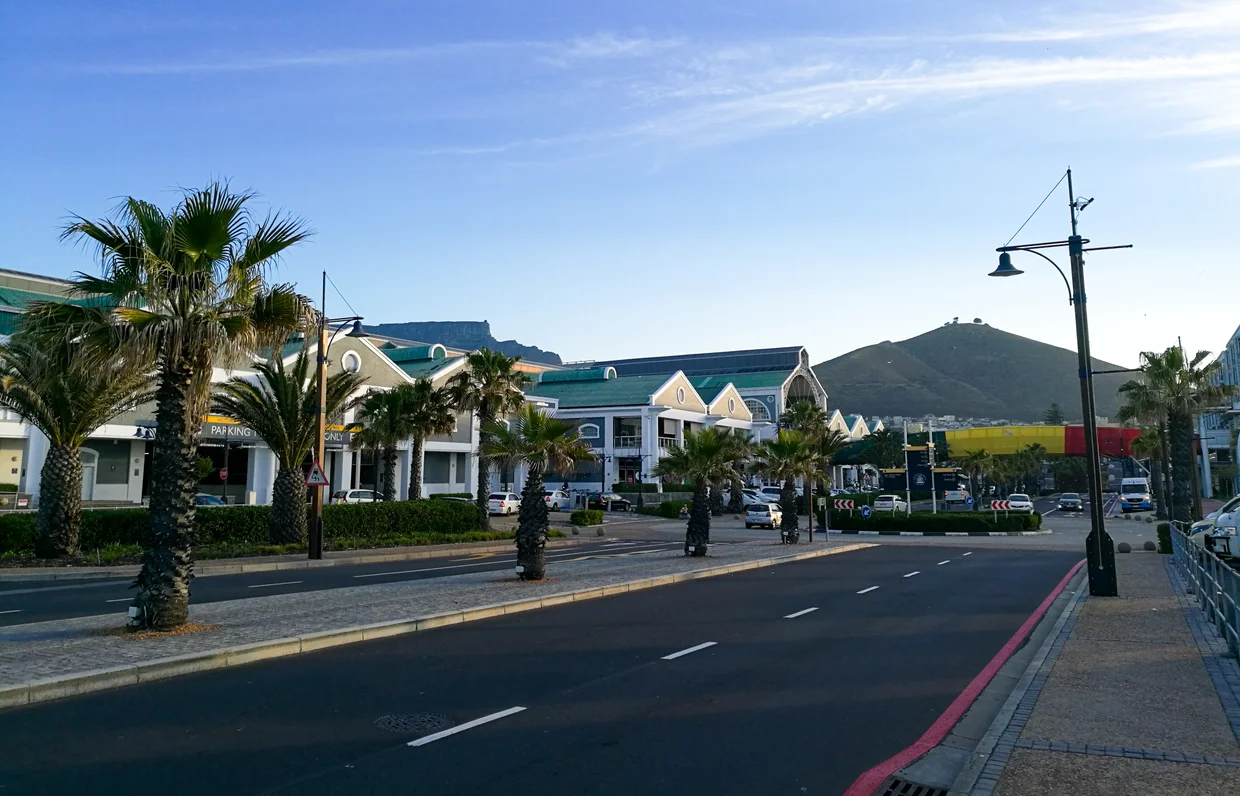 V&A Waterfront with Table Mountain and Signal Hill behind