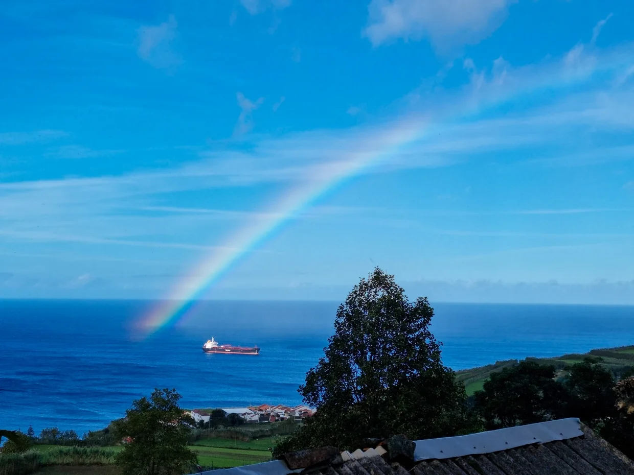 Rainbow over the Atlantic, a regular sight between showers