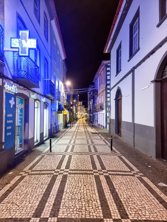 Angra do Heroísmo cobblestones at night