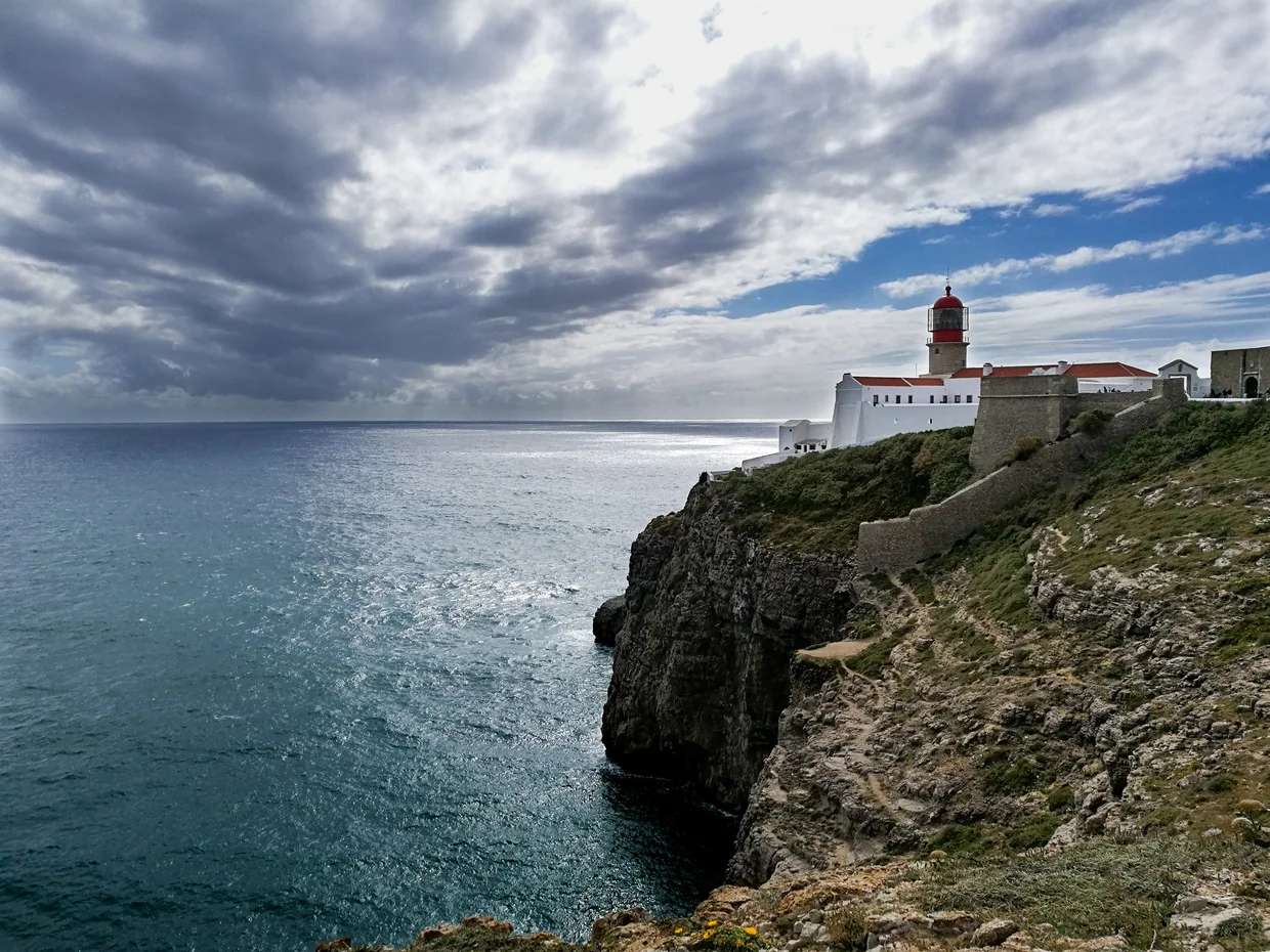 Cape St. Vincent lighthouse on the cliffs at the southwestern tip of Europe