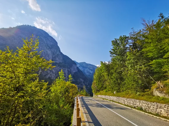Road running through a mountain valley