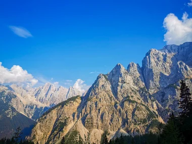 Mountain panorama with jagged ridge and distant peaks
