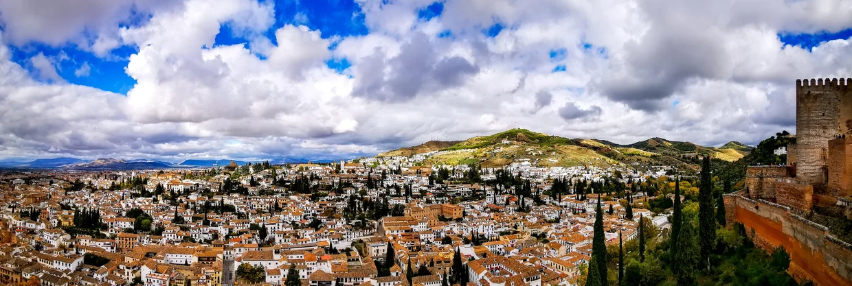 Granada panorama from the Alcazaba, with the Albaicin and the mountains beyond