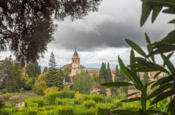 The Church of Santa Maria glimpsed through the gardens