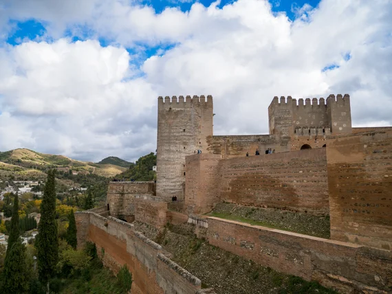 The Alcazaba walls and towers from outside