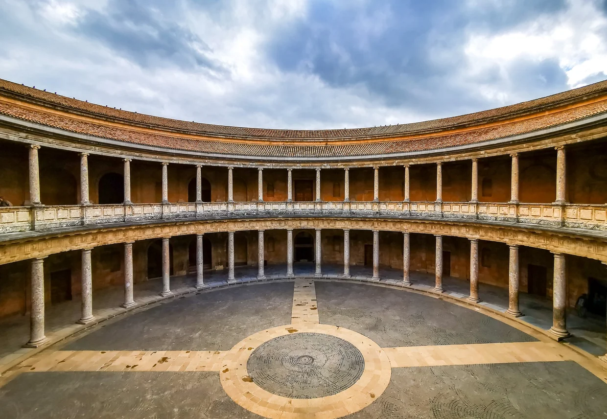 The circular courtyard of the Palace of Charles V