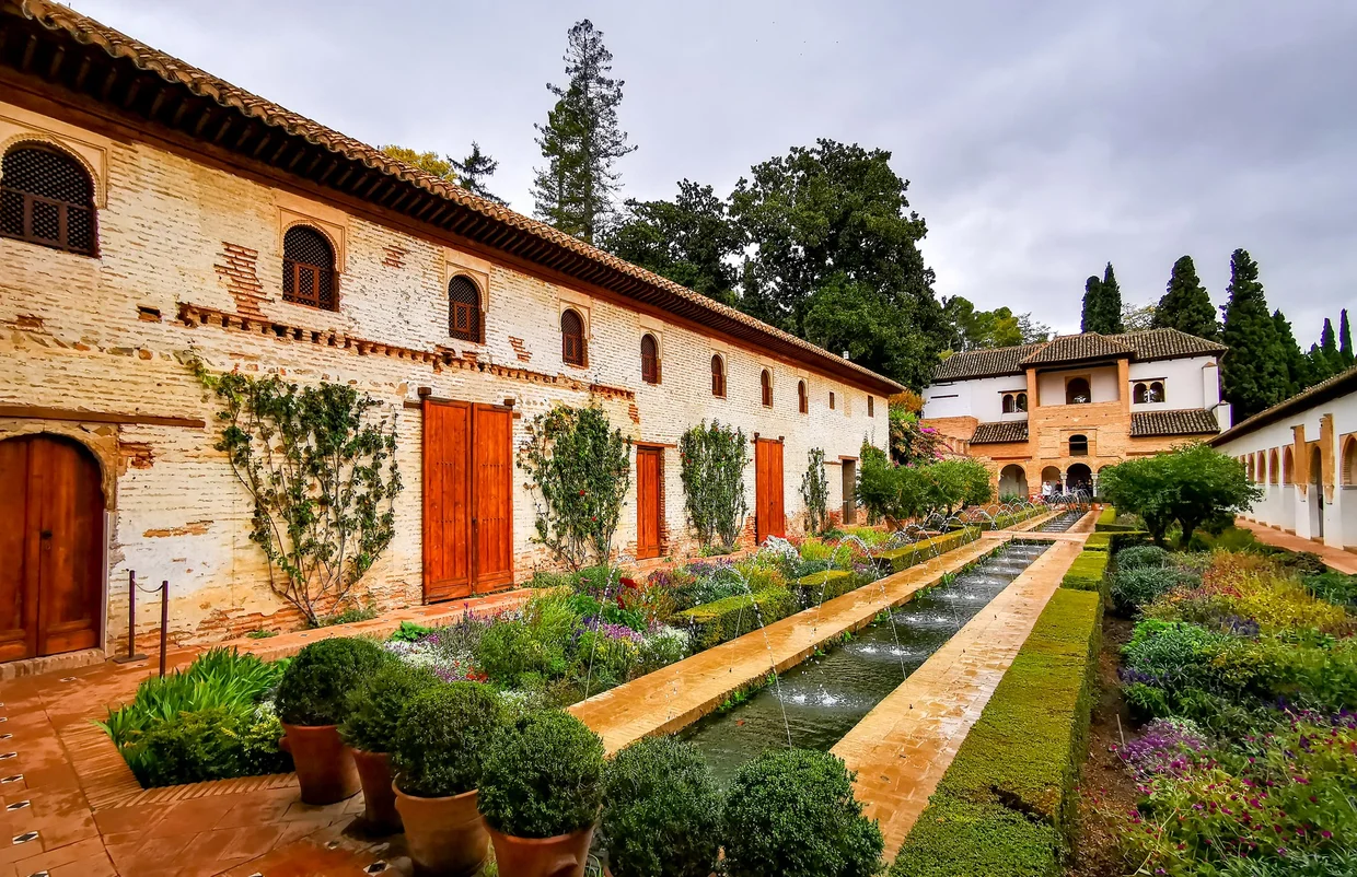 Generalife garden with water channel