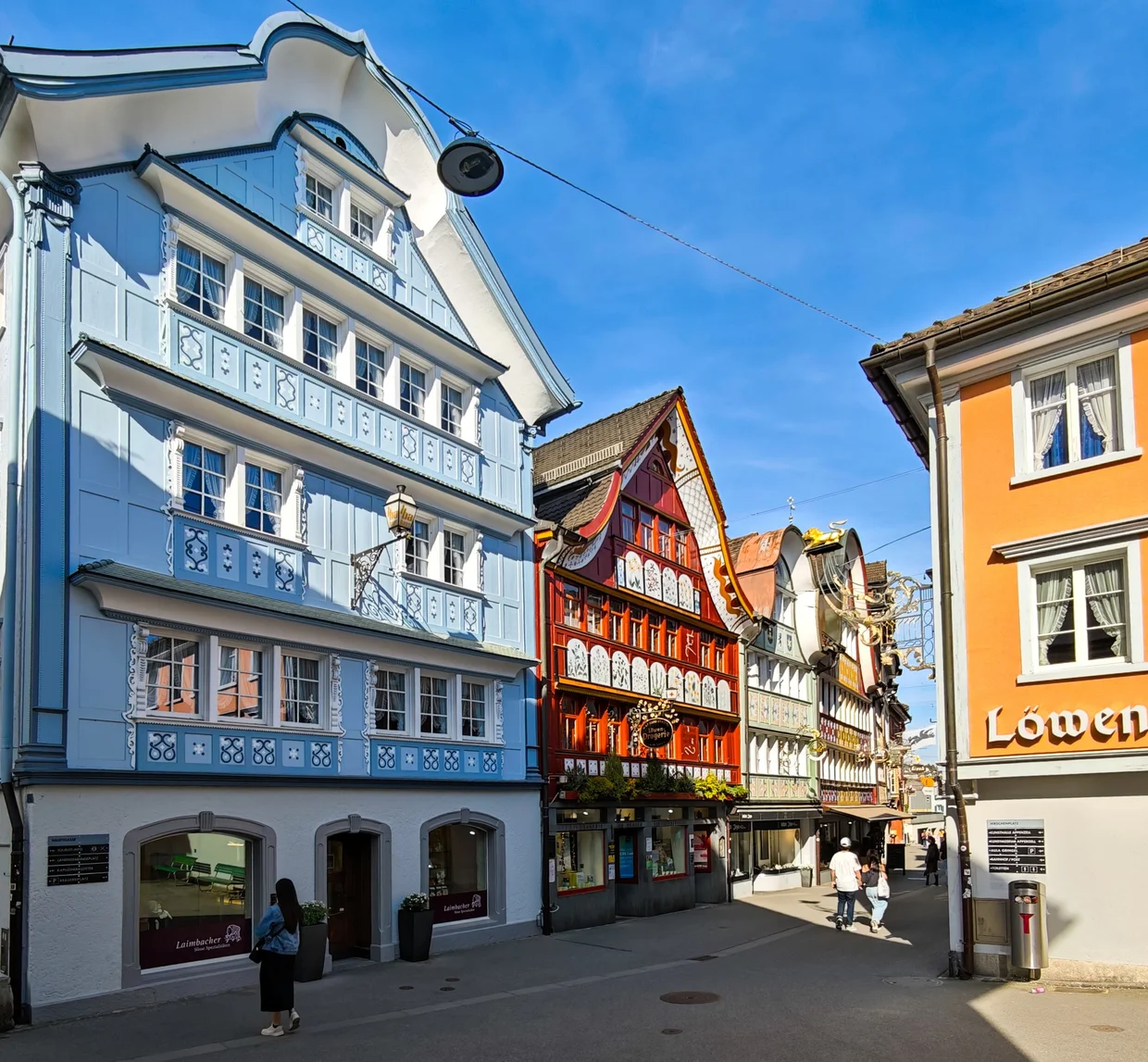 A row of brightly painted houses on Appenzell's Hauptgasse