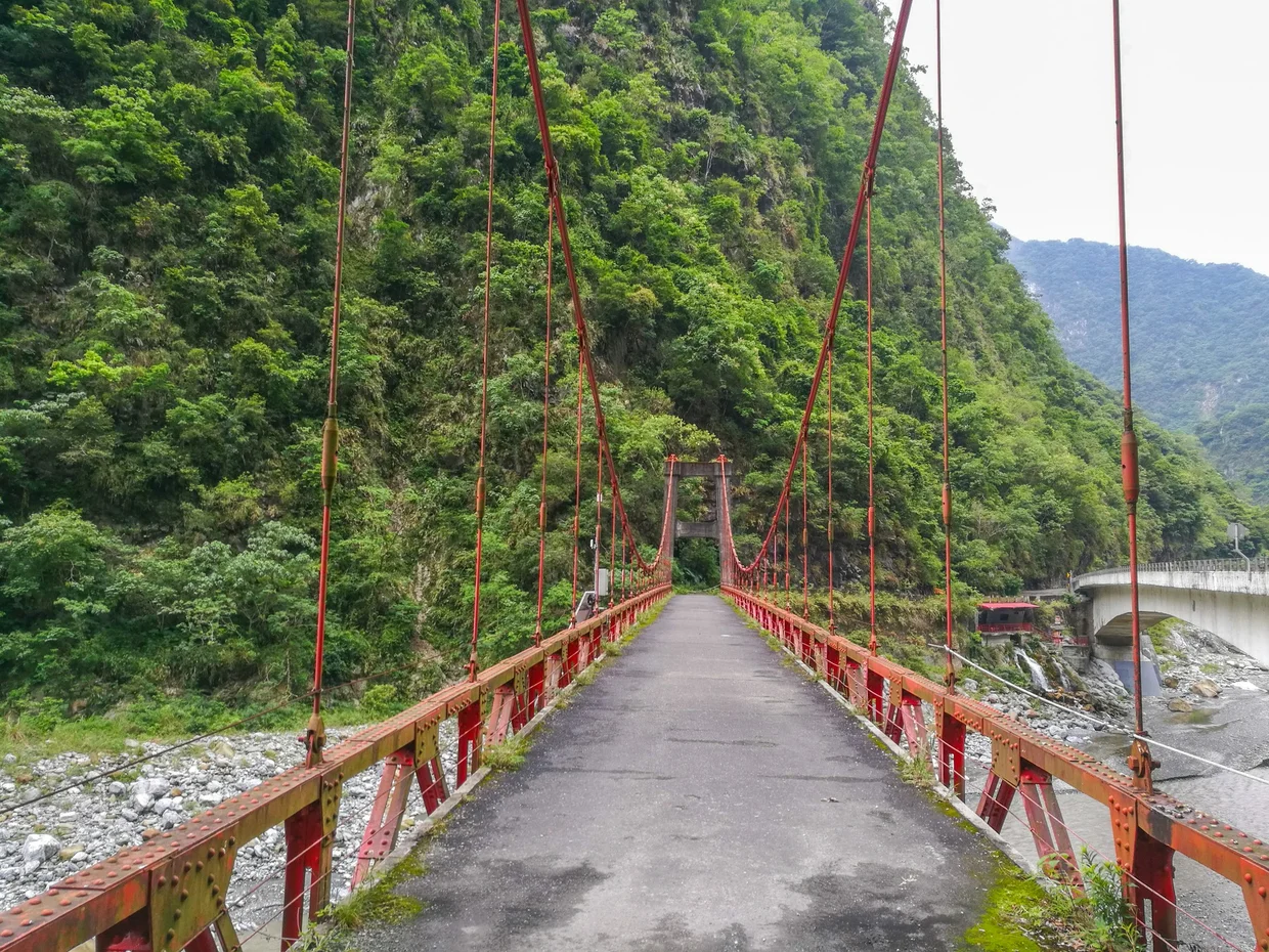 A suspension bridge further up the gorge