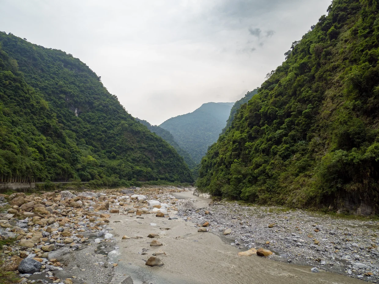 The Liwu River flowing through Taroko's marble valley