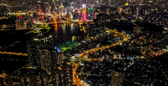 Ho Chi Minh City at night from above